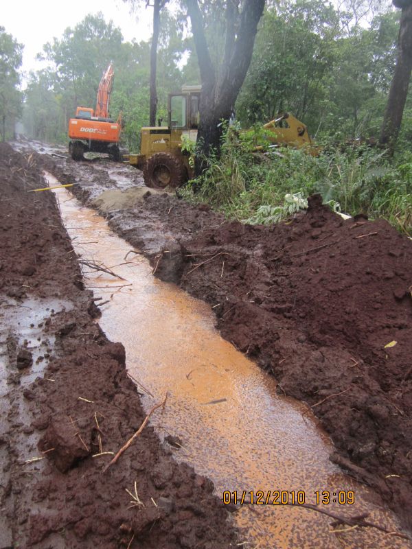 Trench full of water